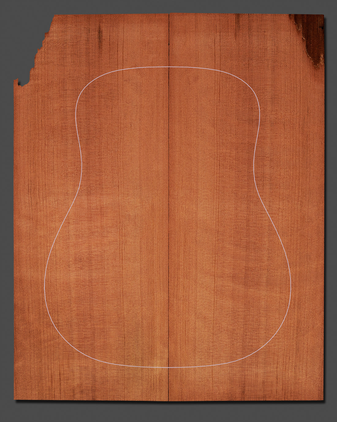 Richly colored Redwood soundboard with a striking, straight grain pattern. A great choice for crafting responsive and visually appealing guitars.