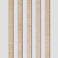 Curly Eastern maple binding with black-white purfling lines. Contrasting layers highlight the figured grain pattern and enhance edge detail.