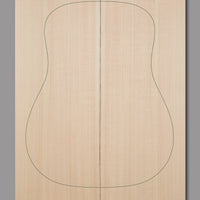 Dreadnought-size Lutz spruce guitar top with straight grain and light tan hue. Traditional tonewood with responsive tone.