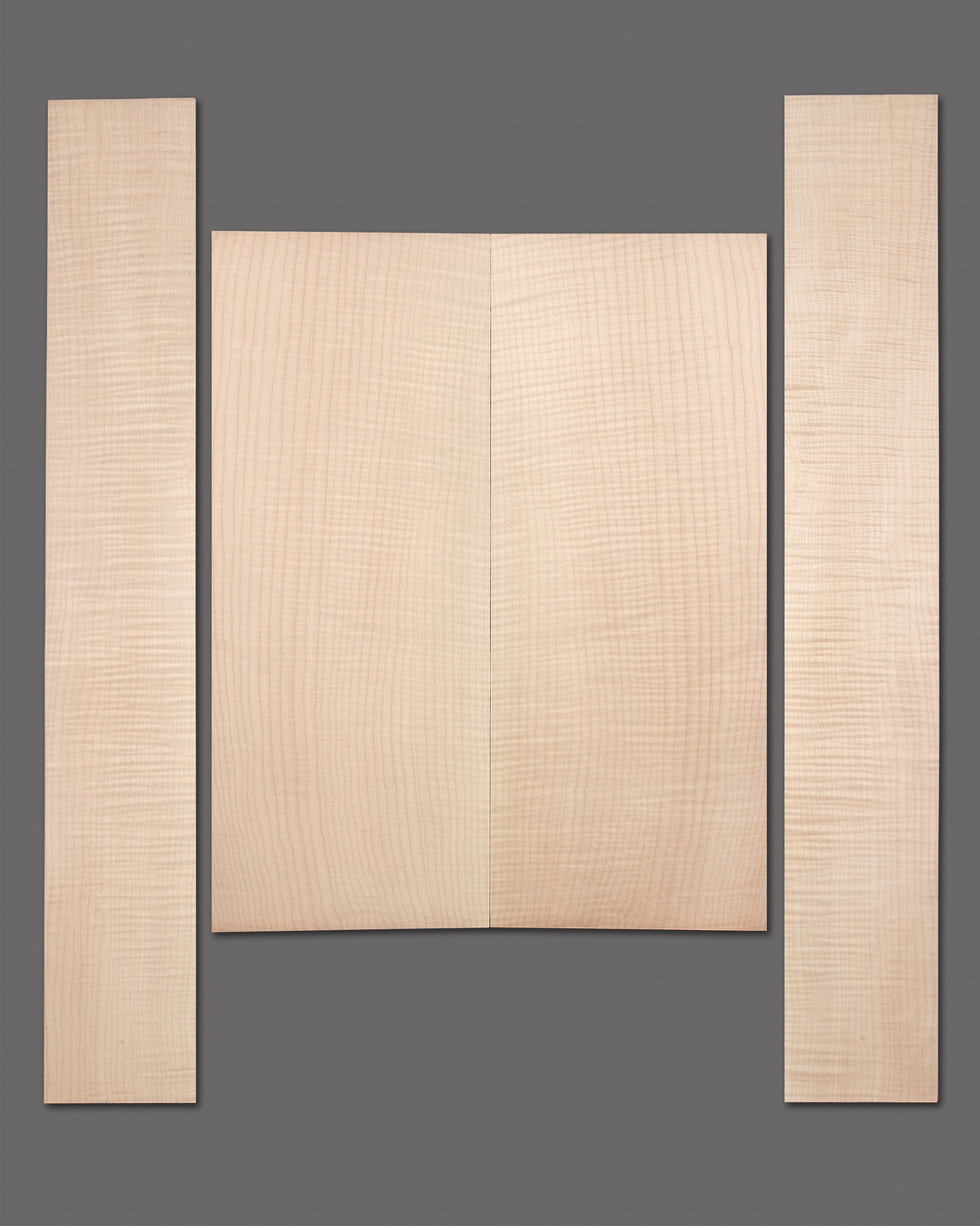 AAAA-grade figured maple back and side set with tight, even flame. Creamy colour and strong visual symmetry make it ideal for high-end guitars.