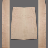 AAA-grade figured maple back and side set featuring wavy curl and subtle quilting. Light natural tone with consistent figure throughout.