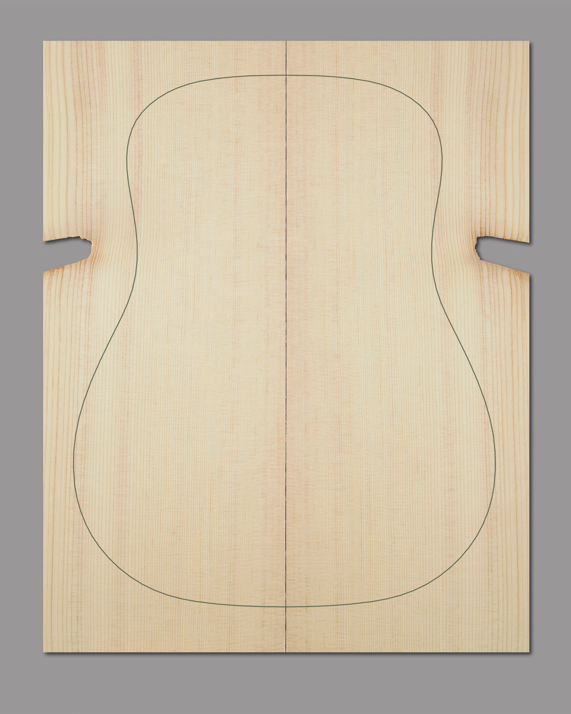 AA grade Lutz spruce soundboard with clear centre seam and acoustic clarity.