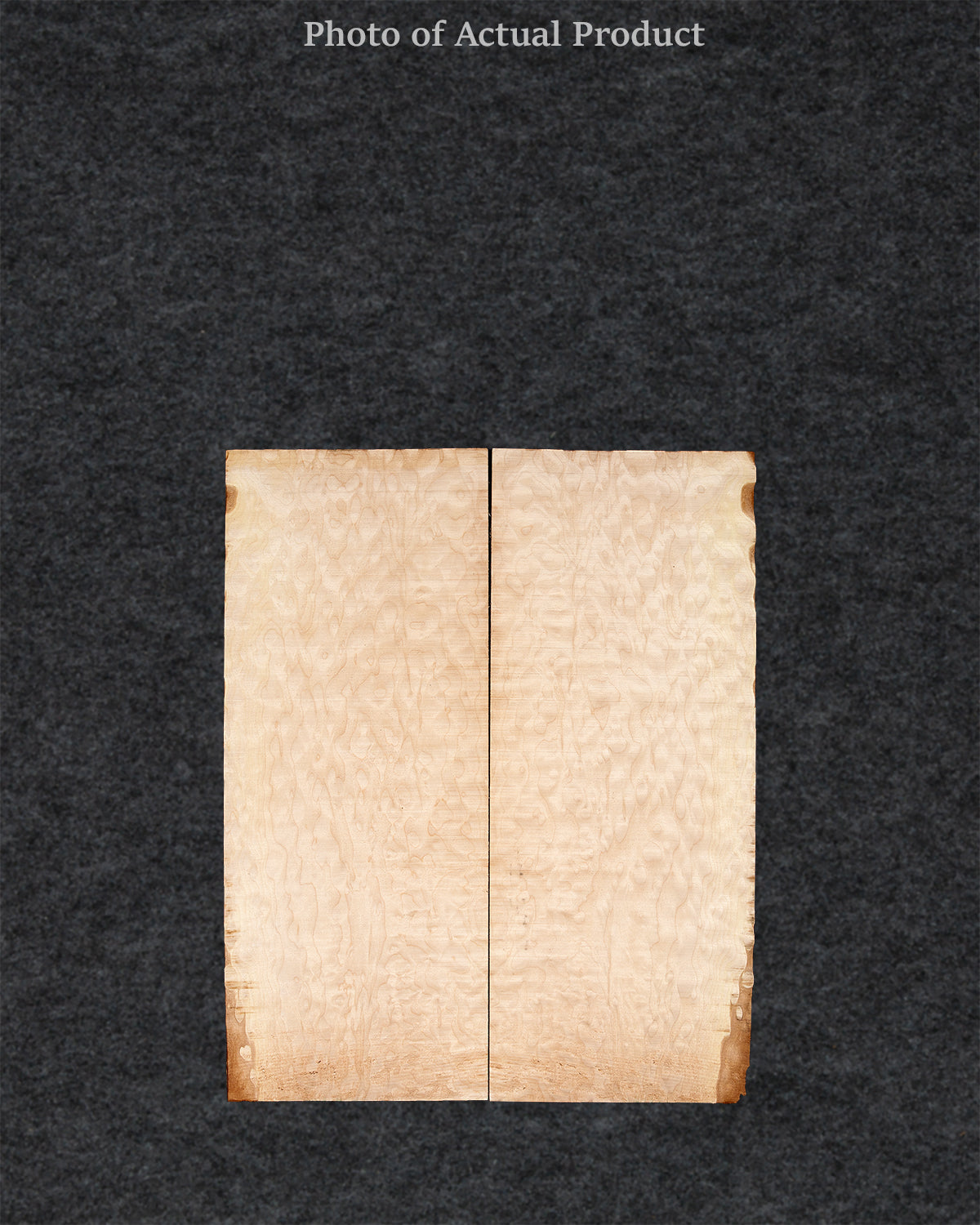 Quilted Maple guitar top with creamy tones, intricate ripple figuring, and natural depth.
