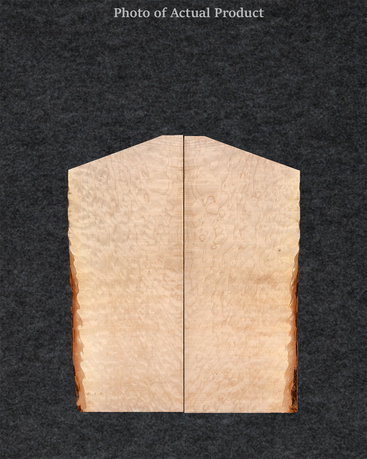 Elegant Quilted Maple guitar top featuring soft golden hues, deep quilt figuring, and smooth grain.