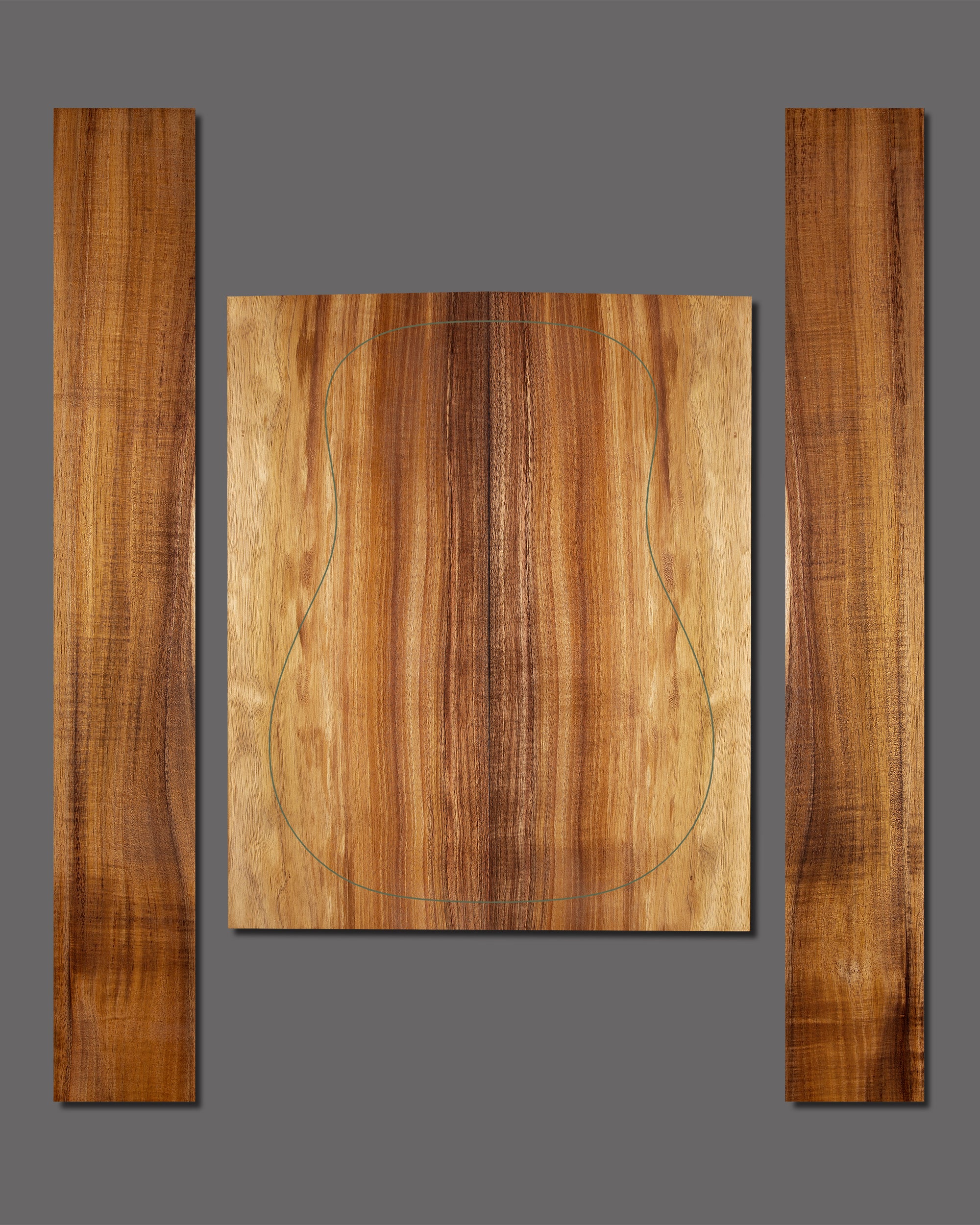 Premium figured koa back and side set with bold curl and rich contrast. Mirror-like bookmatching adds depth and visual appeal.