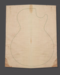 Maple electric guitar top with light flame figure and central symmetry. Notable colour shift on edges and light figuring throughout.