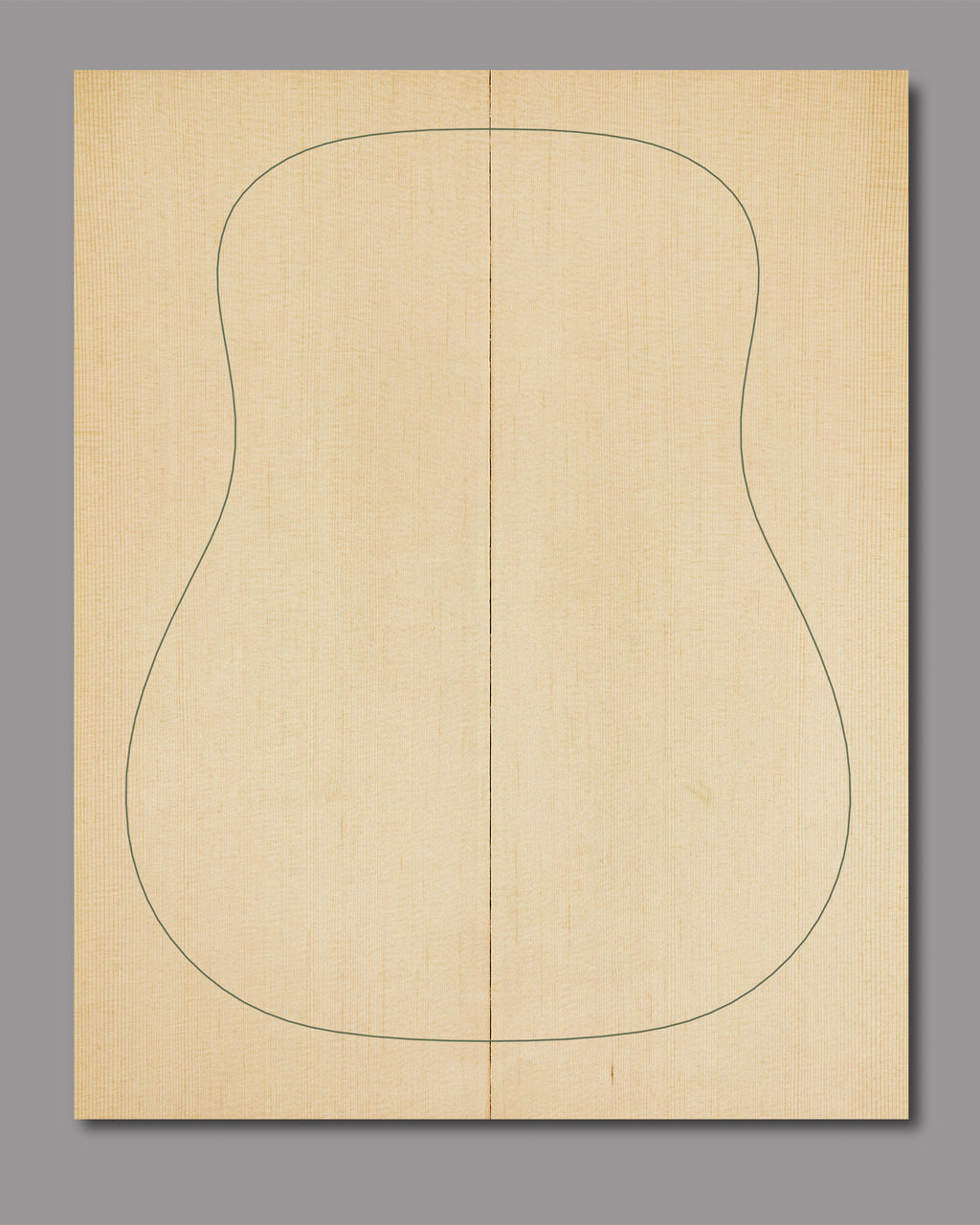 Creamy Sitka spruce top with clean centre seam and fine grain tapering outward, suited for articulate and balanced tonal clarity.