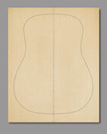 Smooth, golden-hued Sitka spruce plate with fine vertical grain, selected for balance, volume and resonance.