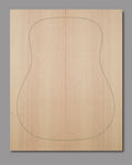 Sitka spruce soundboard with balanced symmetry and subtle golden grain patterns.
